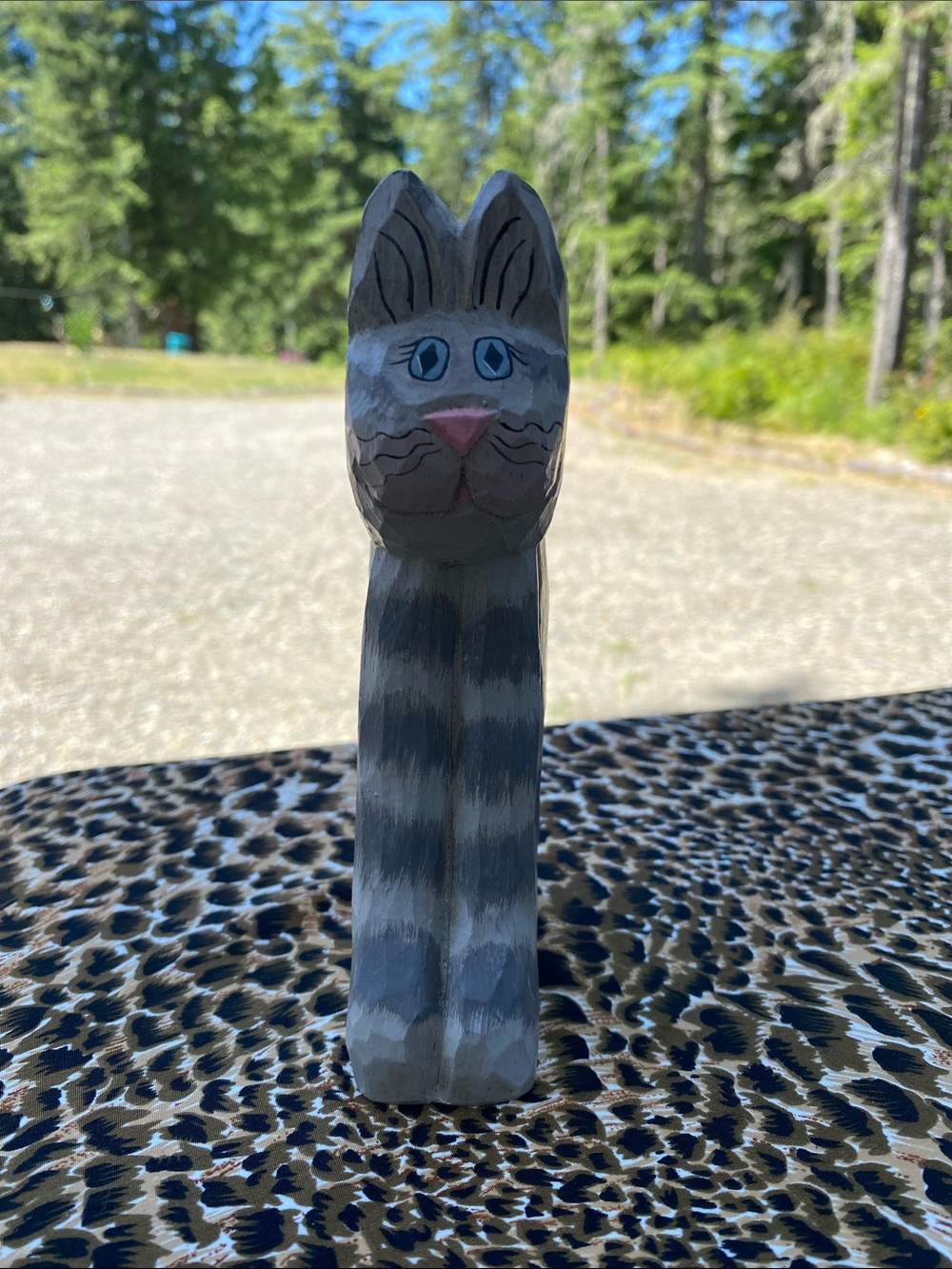 Eddie Walker Hand-Carved Wooden Cat Figurine